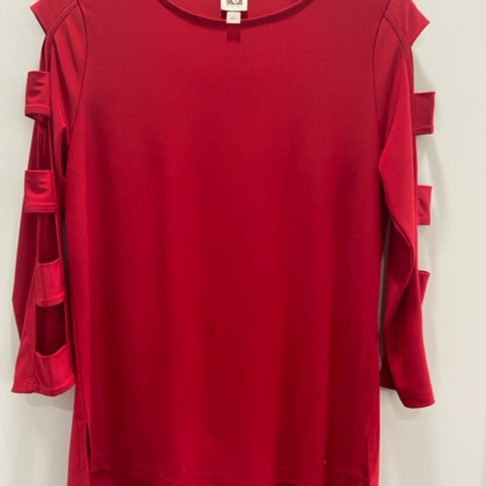 Red Anne Klein Top with Arm Cutouts